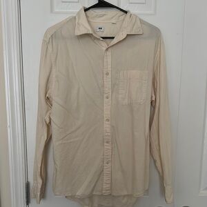 Men's Uniqlo Cream Button-Up Shirt